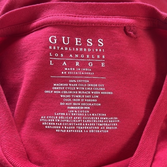 Guess Red Short Sleeve Crew Neck T-Shirt Size L - Picture 7 of 9